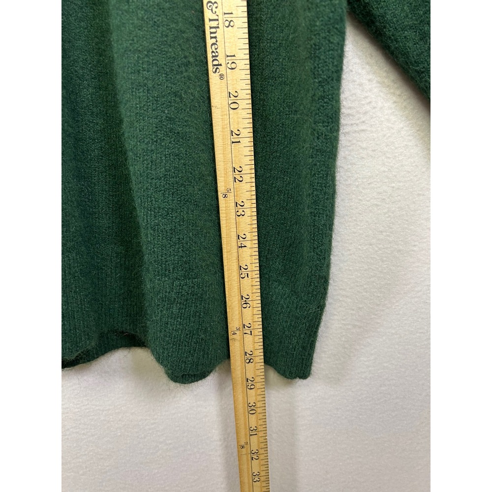 Fair Isle Cabin Lands End Womens 3X Green Mock Neck Button Cuff Sweater 9587 - Picture 4 of 9